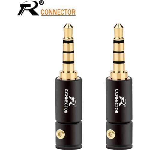 3PCS Gold-plated Jack 3.5 Audio Plug 4 Pole Earphone Connector with Aluminum tube&Screw locks welding free packing