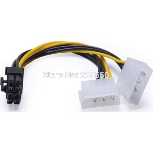 300pcs/lot Dual 4 Pin Molex IDE Male to 8 Pin Female PCI-E Y Molex IDE Power Cable Adapter Connector For GPU Video Card