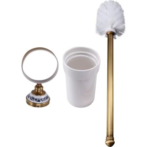 Antique Copper Bathroom Accessories,Bathroom Wall Mounted Toilet Brush Holder,Ceramic Base,Bathroom Hardware