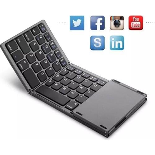 Wireless bluetooth three-folding keyboard, computer office ultra-thin portable keyboard, support three systems