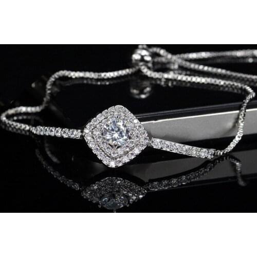 QTT Classic Solid 925 Sterling Silver Tennis Bracelet Bangle For Women Luxury Trendy Cubic Zirconia Bracelets Wedding Party Gift