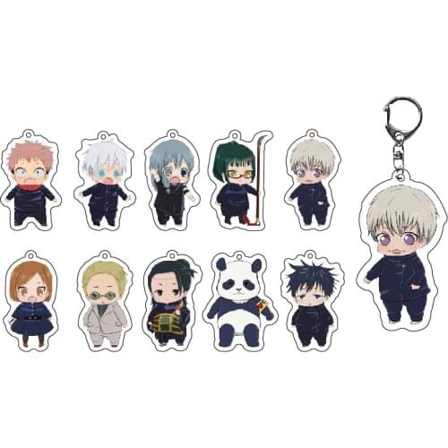 Anime Keychain Jujutsu Kaisen Hung Gojo Satoru Yuji Itadori Nobara Kugisaki Key Chain Accessories Cute Bag Pendant Cartoon Gifts