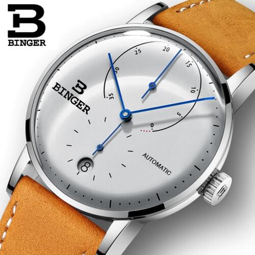 Switzerland BINGER Men Watch Automatic Mechanical Mens Watches Male Japan Movement Sapphire White Clock relogio masculino 2018