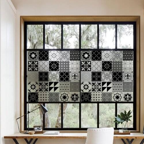 Black and White Window film Frosted Privacy Glass Door for Living Room or Bathroom Home Decor For Living Room