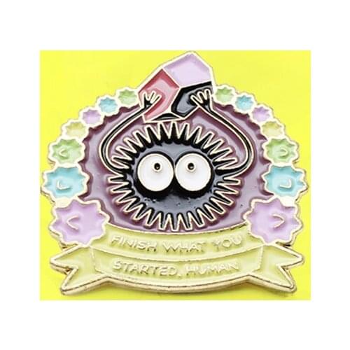 Black coal ball Enamel Brooch flower Yellow Banner Custom Badge Backpack shirt Lapel Pin Cartoon jewelry gift