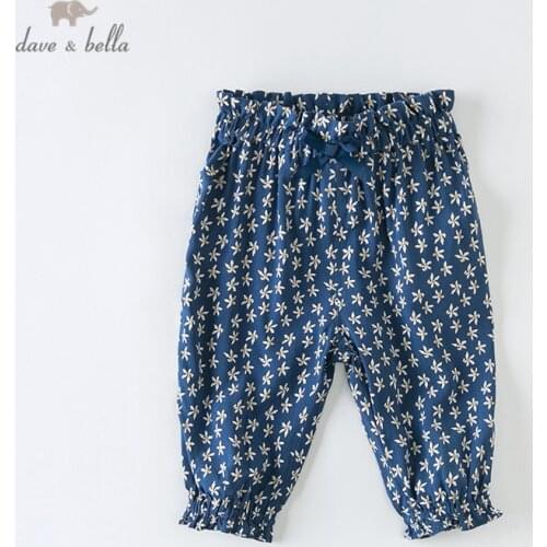 DBM13815 dave bella summer baby girl pants children full length kids print pants infant toddler trousers