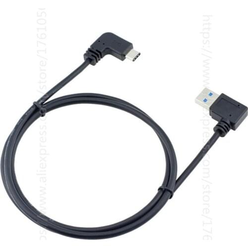Double 90 Degree USB 3.0 A Male to Type C Right Angle Cable 1M