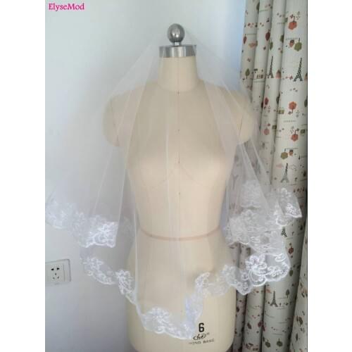 Real Photo Top Sale Appliques Edge Wedding Veils Ivory 1T Bride Bridal Veil