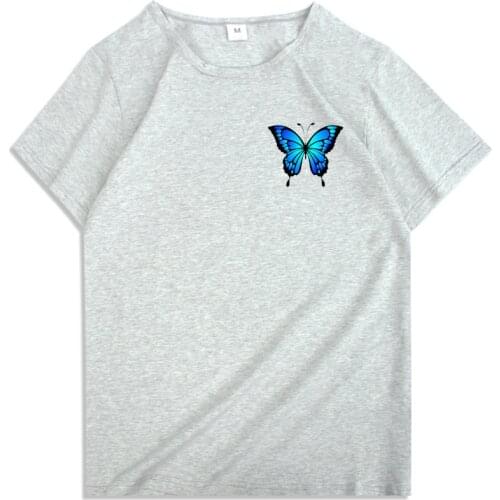 Streetwear Men Women T-Shirts Butterfly Print Short Sleeve Casual Tshirts Hip Hop Harajuku Short Sleeve Loose Tees Shirts Tops