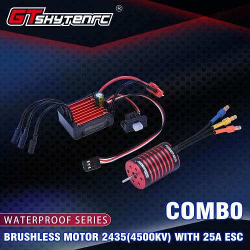 GTSKYTENRC Combo 2435 4500KV 4800KV Brushless Motor w /25A Brushless ESC for 1:16 1:18 RC Buggy Drift Racing Car