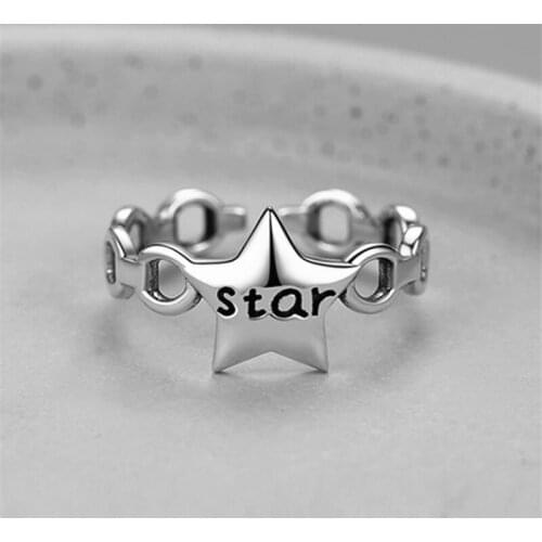 New Design Letters Super Star Open Rings Chain Punk Rock Style Vintage Retro Adjustable Ring 2020 Jewelry For Women Girls