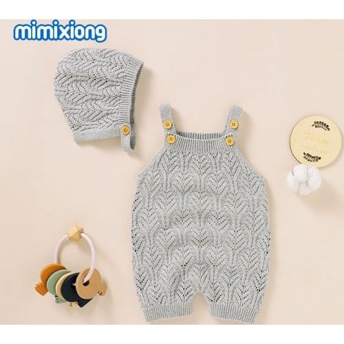 Baby Rompers Caps 2pcs Outfits Sets 100%Cotton Knitted Newborn Boys Girls Sleeveless Jumpsuit Toddler Infant Kids Unisex Clothes