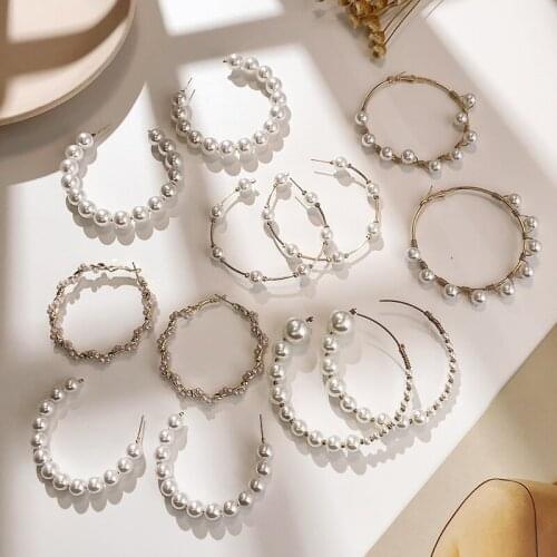 Korean Trend Simulation Pearl Long Earrings Female White Round Pearl Wedding Pendant Earrings Fashion Jewelry Earrings