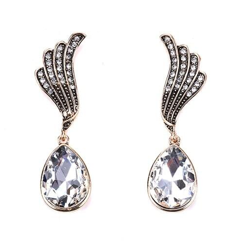 PPG&PGG Fashion Zircon Stud Earrings Exquisite Angle Wing Waterdrop Earring Ornaments Earrings Jewelry Gift For Women
