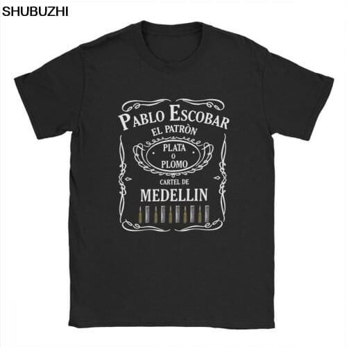 Men Pablo Escobar El Patron T-Shirts Humor O Neck Short Sleeve Tops 100% Cotton Tees Plus Size T Shirts