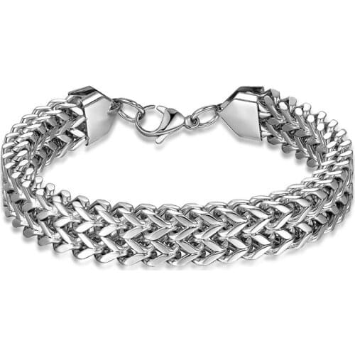 New Personality 316L Stainless Steel Bracelets for Men Square Link Chain Cool Bangles Gifts