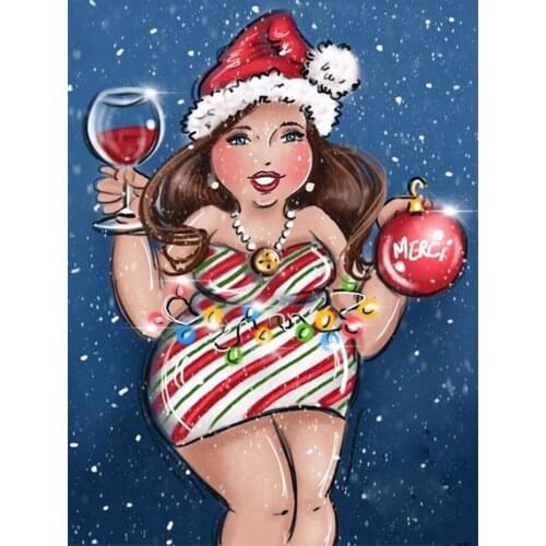 FSBCGT Oil Painting By Numbers Abstract Cartoon Fat Lady DIY Pictures By Number Drawing On Canvas Art Number Christmas Decor