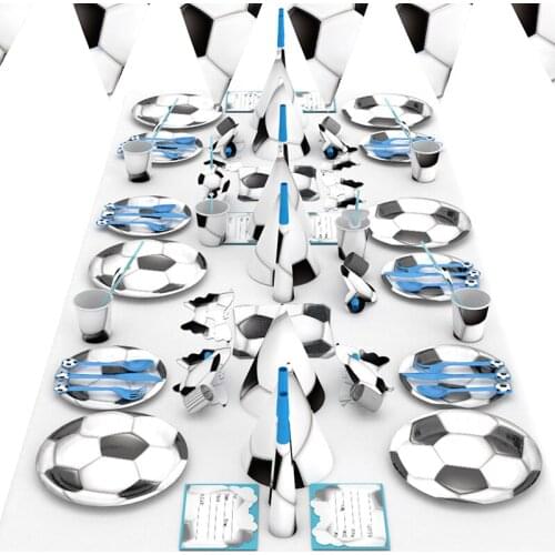Cartoon Football Disposable Tableware Sets Kid Boys Birthday Party Napkin Flags Cup Paper Plate Celebration Decoration Supplies