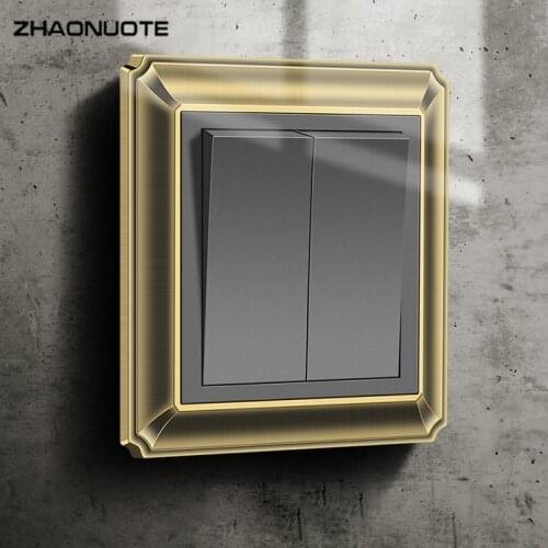 Wall Push Button Switch Retro Antique Copper Zinc Alloy Panel 1-4 Gang 2 Way Household Wall Light Buttons Switch