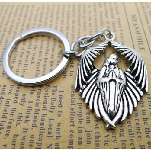 New Heart Shaped Angel Wing Pendant DIY Mens Car Keychain Ring Holder Keyring Souvenir Jewelry Gift