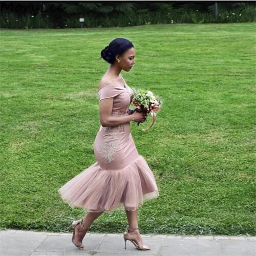 Bridesmaid Dresses African Off The Shoulder Lace Applique Mermaid Bridesmaid Dresses With Zipper Back Wedding Party Dresses