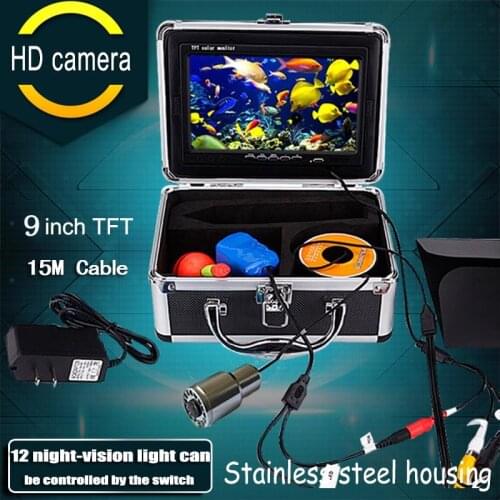 9inch-TFT-color-monitor HD Underwater Fishing Camera with DVR Function IP68 Deeply Waterproof Fish Finder Monitor System WF39