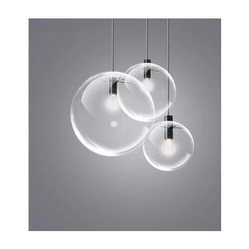 Transparent glass ball lamp restaurant bar modern minimalist single head personality creative spherical bubble pendant lamps