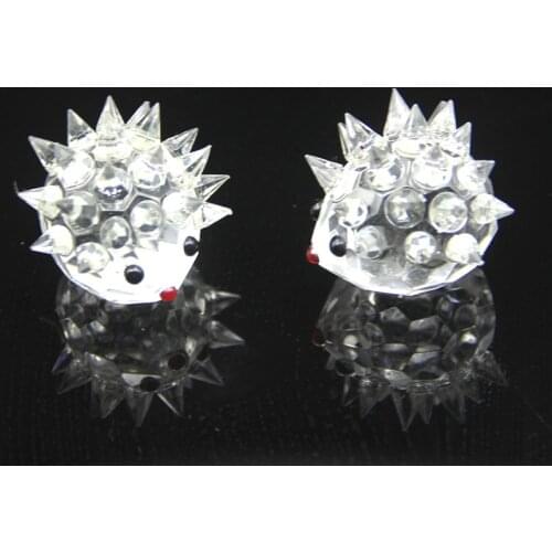 Handmade Crystal Glass Hedgehog Crafts Quartz Animal Figurines Paperweight Crafts Home Decoration Ornaments Gifts Souvenirs
