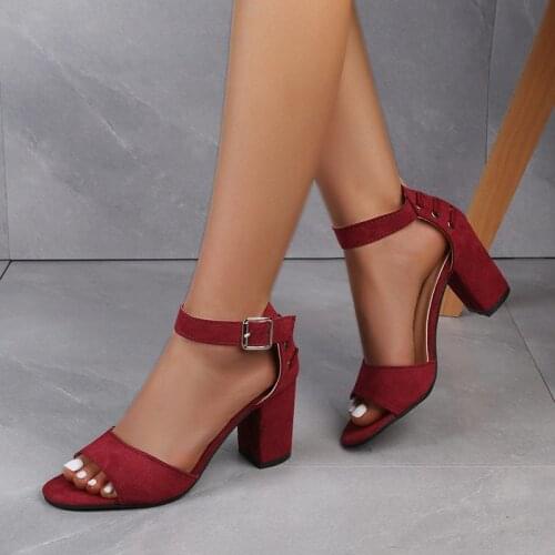 Summer Open Toe High HeelsLow Block Heel Shoes Gladiator Ankle Strap High Gladiator Sandals Wedges 2021 Women PumpsSandals