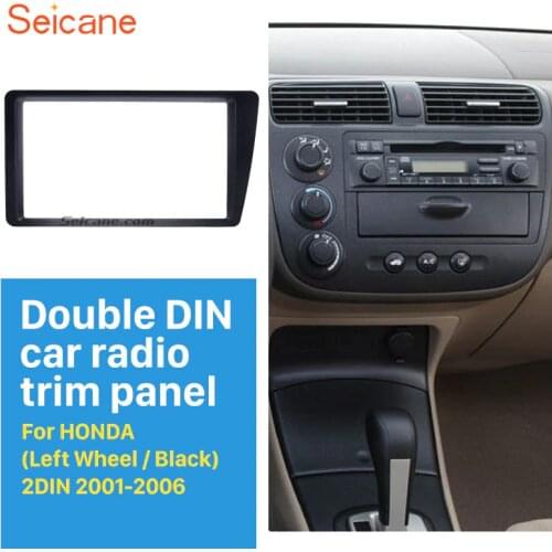 Seicane Great Double Double Din Car Radio Fascia Trim Kit for 2001-2005 Honda Civic LHD Dash Mount DVD Frame Auto Stereo Adaptor