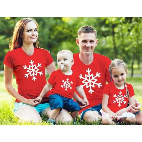 Family Matching Red T-shirt Aesthetic Harajuku Father Daughter Mother and Son T Shirt Merry Christmas Casual Tees Tops 2020 New