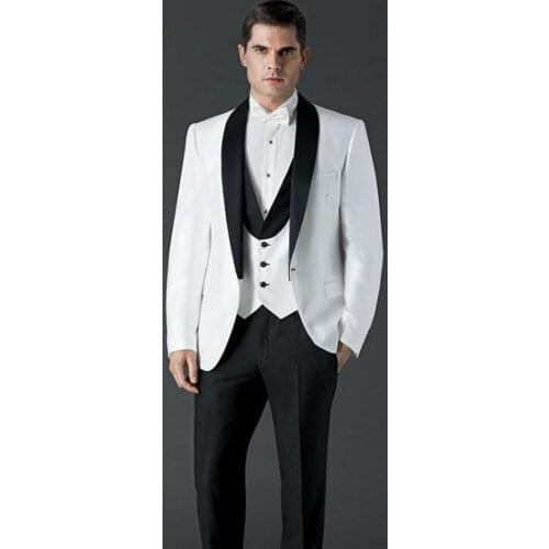 Custom MadeGroomsmen Shawl Black Lapel Groom Tuxedos One Button Men Suits Wedding Best Man Blazer (Jacket+Pants+Tie+Vest) B936