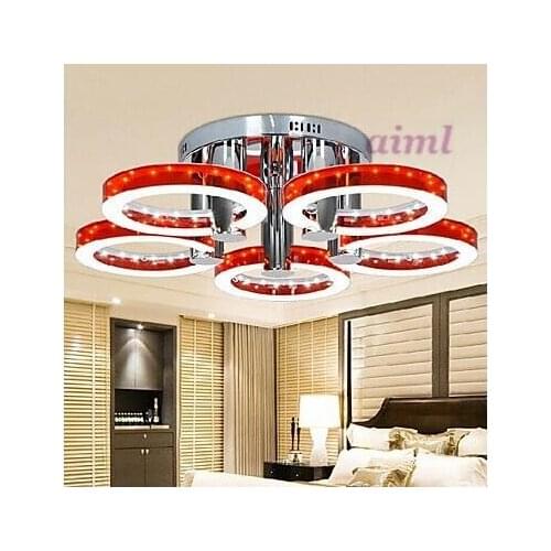 90W Modern LED Red Acrylic Chandelier with 5 lights (Chrome Finish) lamp LED light pendant 110-220V