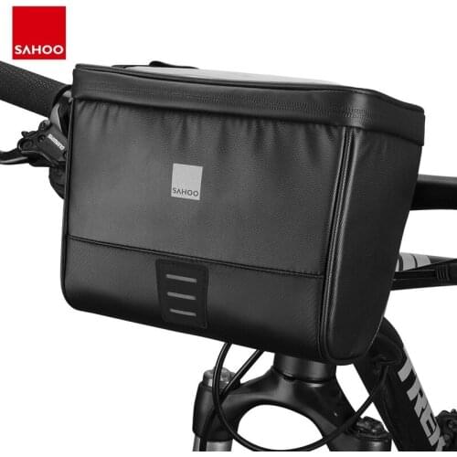 Sahoo Waterproof Bike Handlebar Bag Front Tube Touchscreen Bike Bicycle Map Sleeve Cycling Basket Phone Camera Handlebar Bag