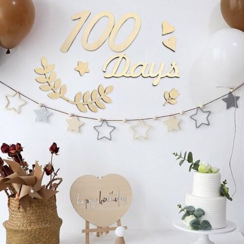 T5EC 18 Pcs/Set Baby Milestone Cards Newborn Photography Props Numbers Engraved Cutouts Days Months Wooden Chips Commemorative