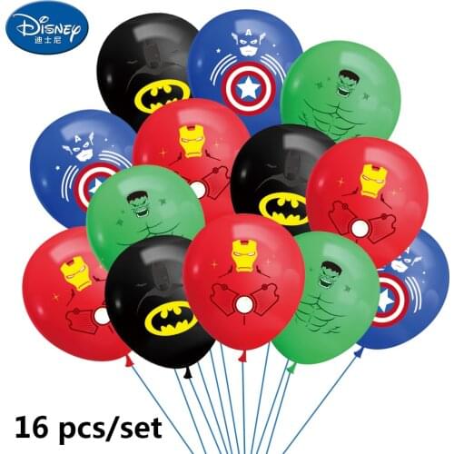 16pcs 12 Inches Iron Man Hulk Balloons Birthday Party Decoration Baby Shower Balloons Super Hero Theme Party Decoration Supplies