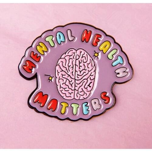 YAOJIE Mental Health Matters Awareness Brain Enamel Brooch Pin Backpack Hat Bag Collar Lapel Pins Badges Fashion Jewelry Gifts