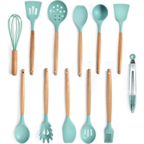 Green Silicone Kitchen Utensils Set Heat Resistant Nonstick Baking Cooking Tools 2/3/4/5/6/7/8/9 PCS Kitchenware Accessories