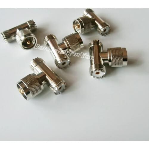 1Pcs UHF male PL-259 to 2 SO239 SO-239 female T RF Splitter connector Adapter 3 WAY