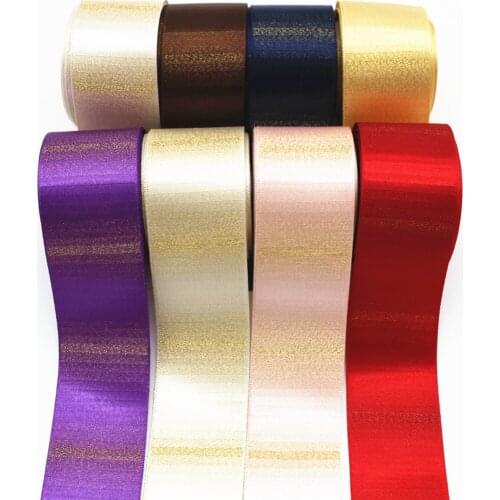 10yards ribbon bow hair decoration wedding ribbon flower cake gift box packaging horizontal fading gold weft ribbon 38mm