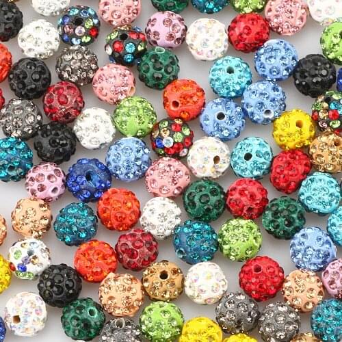20pcs 10mm Micro Pave Beads Pave Crystal Disco Ball Round Clay Beads For Bracelet Necklace Jewelry Making DIY Accessory