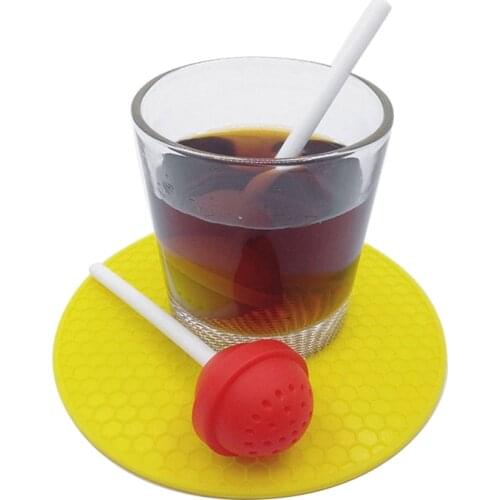 5 Colors Reusable Silicone Sweet Tea Infuser Candy Lollipop Loose Leaf Mug Strainer Cup Steeper Tea Accessories High Quality