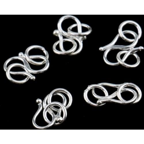 5pcs Sterling Silver S Hook Clasp Connector For DIY Jewelry Making Findings