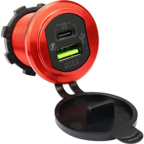 PD Type C/QC 3.0 USB Auto Charger Car Charger Adapter With Switch Socket Power Outlet Waterproof For Truck Boat RV Motorcycle