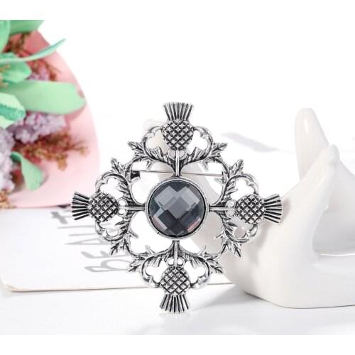 Ancient Silver Tassel Flowers Brooches for Women Enamel Brooch Pins Jewelry Accessories
