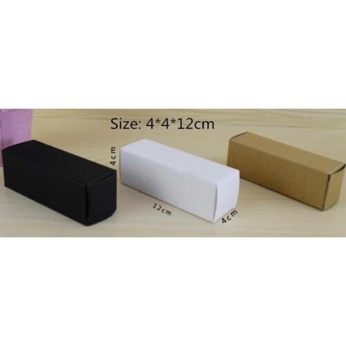 50pcs/lot-4*4*12cm Blank White Black Kraft Paper Gift Box Cosmetic Bottle Jar Box Craft Gift Candle Storage Boxs valve tubes