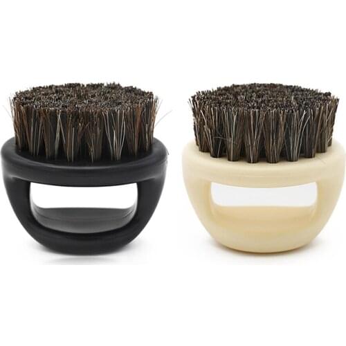 Ring Design Men Facial Beard Cleaning Brush Soft Boar Bristle Neck Duster Brush For Salon Portable Facial Shaving Razor Brush