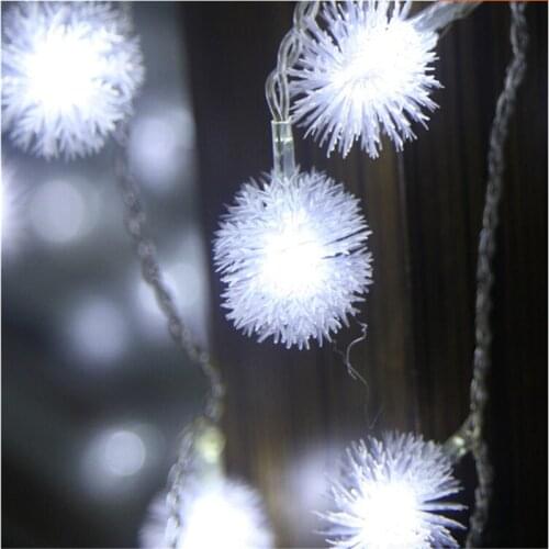 10M 100Leds Snowflake Furry Ball Chuzzle Ball String Light for Indoor Home Lawn Garden Patio Party and Halloween Decor