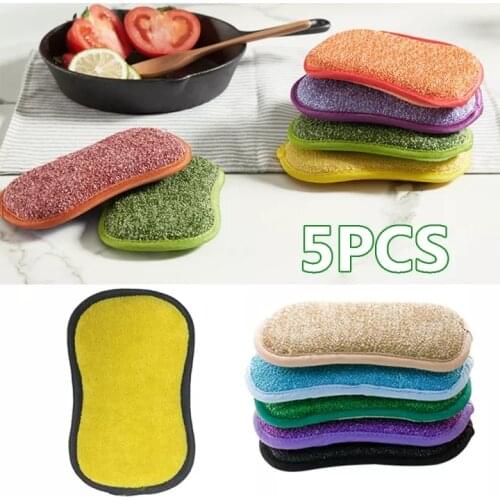 1/5Pcs Household Magic Sponge Kitchen Cleaning Sponge Scrubber Microfiber Scrub Sponges for Dishwashing Bathroom Accessories