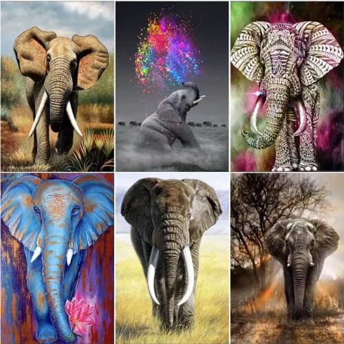 IHWA Elephant 5D DIY Diamond Painting Full Square Round Diamond Embroidery Mosaic Animal Series Home Decor